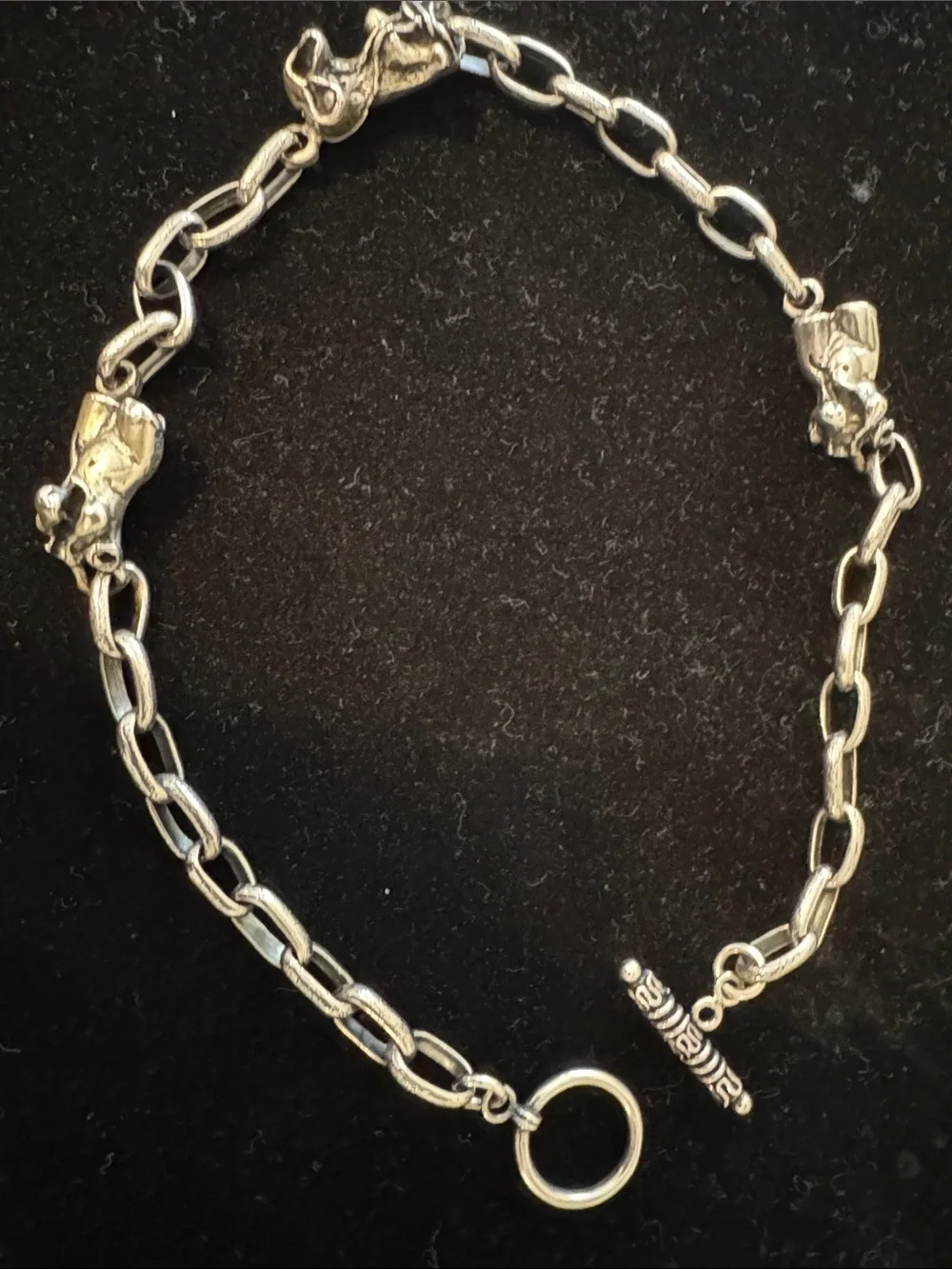 Substantial Iiana Goor Sterling Silver Chunky Link Necklace with Sculpted b